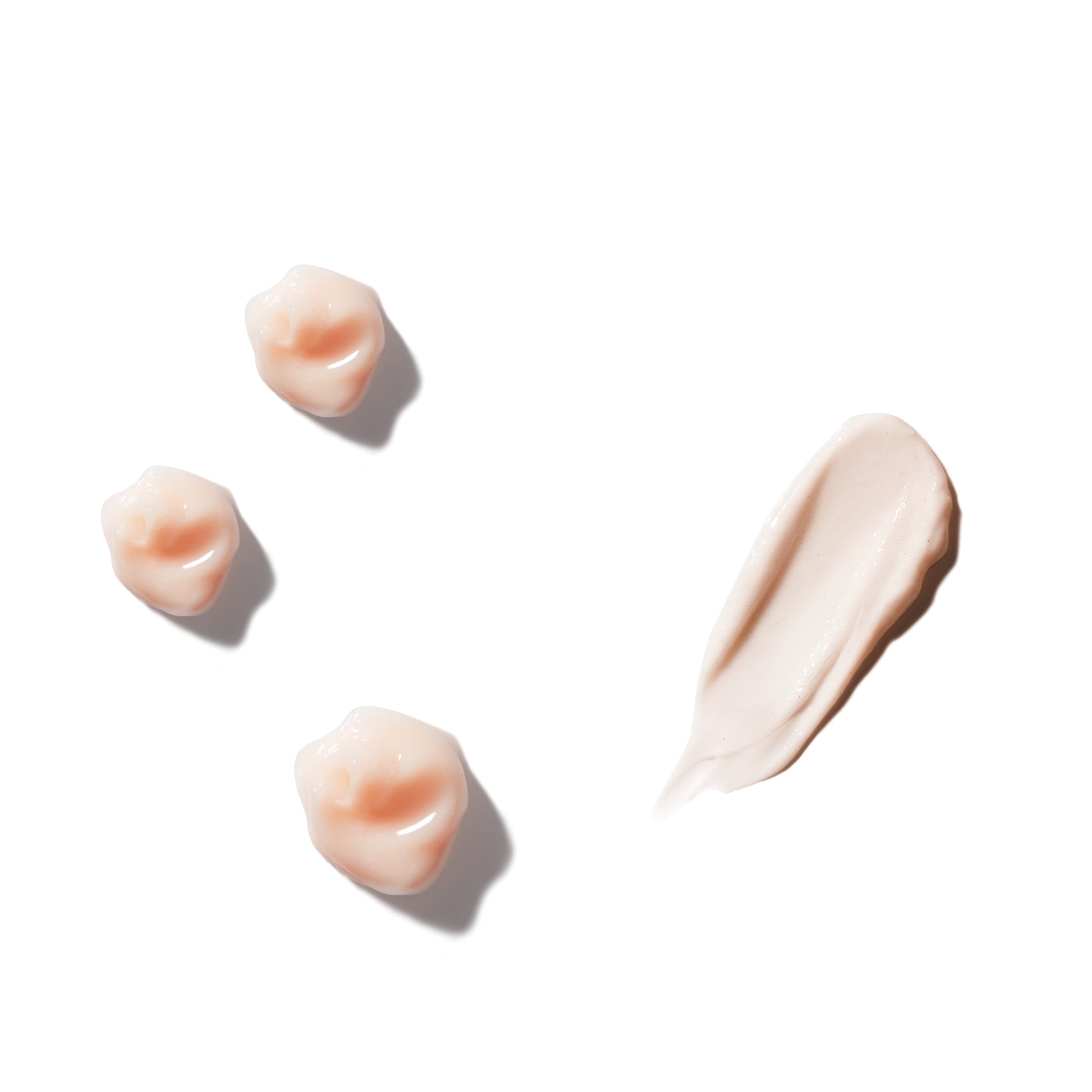 texture shot of three dollops of rahua hydration shampoo with a swipe of rahua hydration conditioner on a plain white background|variant:074-oz