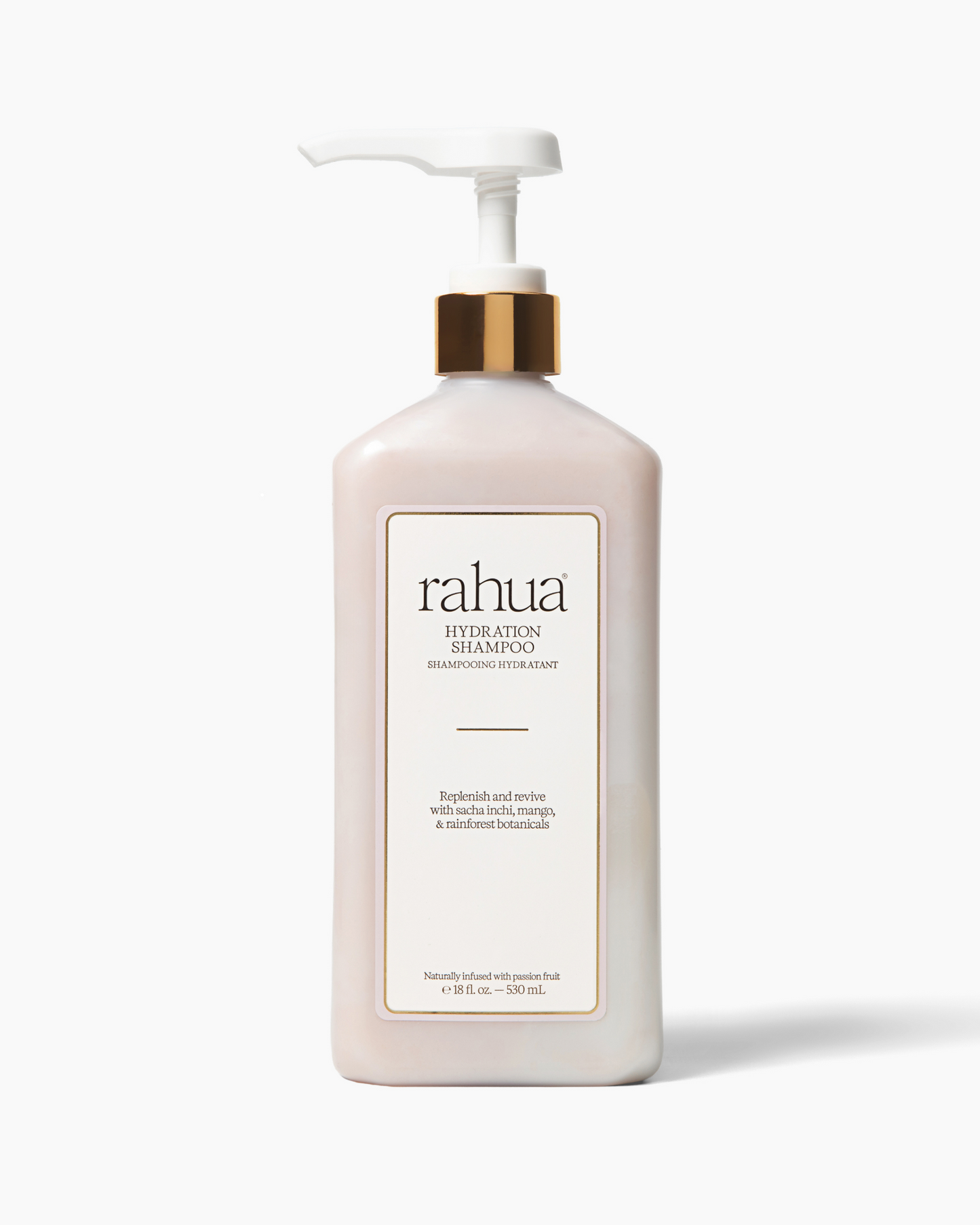 Rahua shampoo bottle with pump on a white background|variant:18-oz